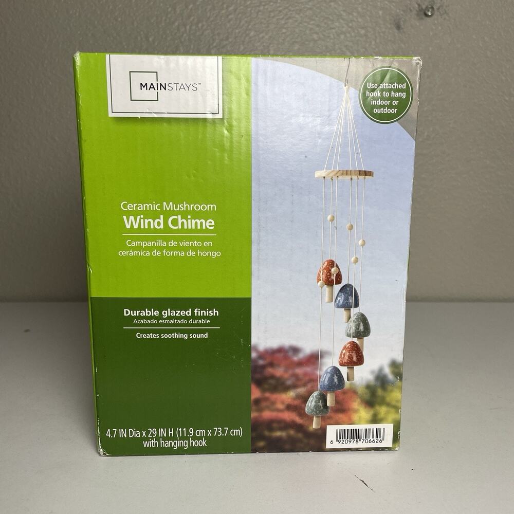 Mainstays Ceramic Mushroom Wind Chime Double Glazed Finish